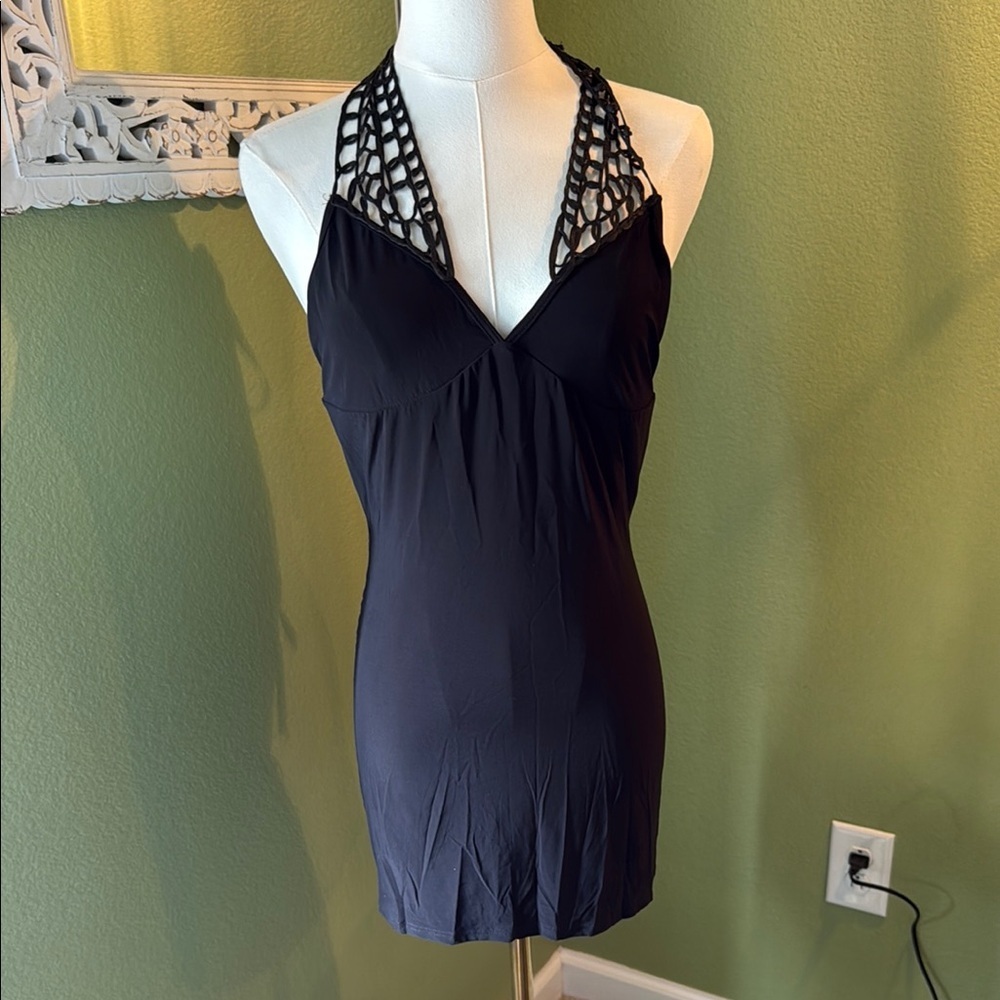 Y2K Dreamgirl Black Mesh Halter Dress